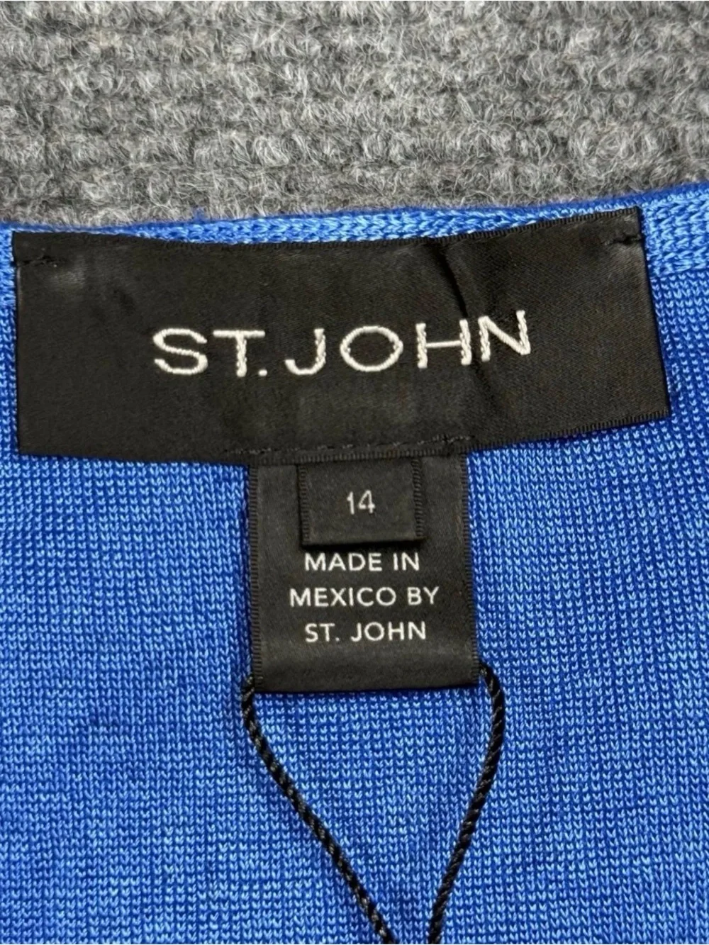 St. John Blue  knit crop jacket Size 14